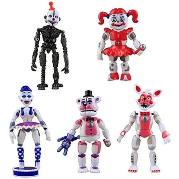 5 Pcs / Ensemble Five Nights At Freddy's Jeu FNAF Figurine Funtime Freddy Foxy Sœur Emplacement Éclair Figurines d'Action Mobiles Cadeau Jouets