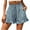 Blue, variant on Rutainlusire Womens Shorts Clearance Women's Summer Casual With Pockets Drawstring Printed Ruffles Shorts