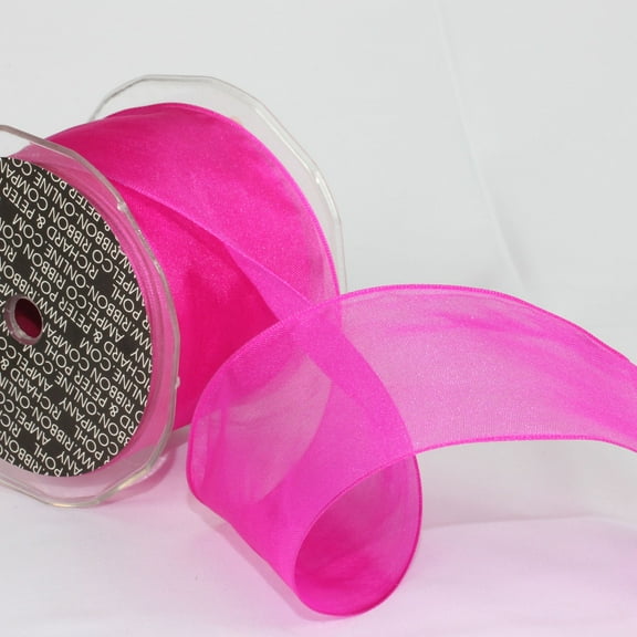 The Ribbon People Sheer Pink Fuchsia Wired Craft Ribbon 2.375" x 27 Yards