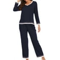 thumbnail image 2 of yievot Lounge Sets for Women 2 Piece Cotton Pajamas Long Sleeve Tops and Pants Casual Loungewear Sleepwear, 2 of 7