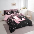 thumbnail image 3 of Manfei Girls Pink Monogrammed Twin Bedding Sets 7pcs, Personalized Letter L Bedding Comforter Set, Kawaii Axolotl Cherry Blossoms Sheet Sets, Ultra Soft Home Decor, 3 of 8