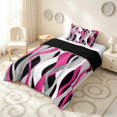thumbnail image 2 of Manfei Abstract Wave Stripe Twin Comforter Sets, Geometric Line Bedding Set, Pink, Black and White, Black Reversible 2 Pieces, 1 Comforter and 1 Pillowcase, 2 of 6