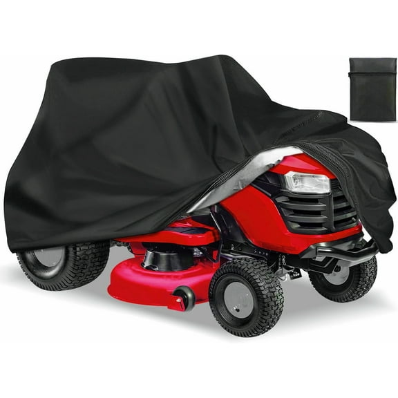 GIXUSIL Heavy Duty Lawn Mower Cover with Drawstring - 72 x 54 x 46 inch 210D Oxford Waterproof Tractor Protector for Riding Mowers, UV Resistant All-Weather Outdoor Storage (Black, Universal Fit)