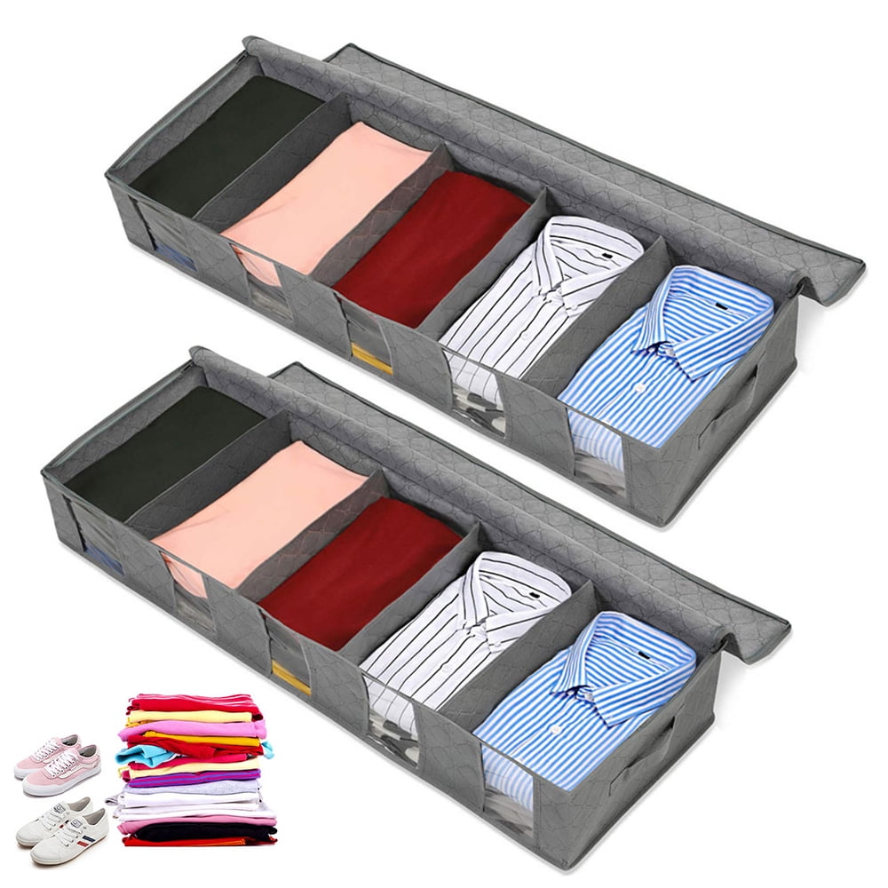 Willkey 2 PCS Large Capacity Under Bed Storage Bag with 5 Clear Window