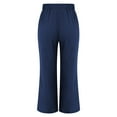 thumbnail image 5 of FUNUONY Lightweight Wide Leg Cropped Pants for Women High Waisted Loose Casual Lounge Travel Work Sweatpants Summer Fashionable Solid Color Loose Cotton Linen Elastic Pleated Pants Dark Blue L, 5 of 9