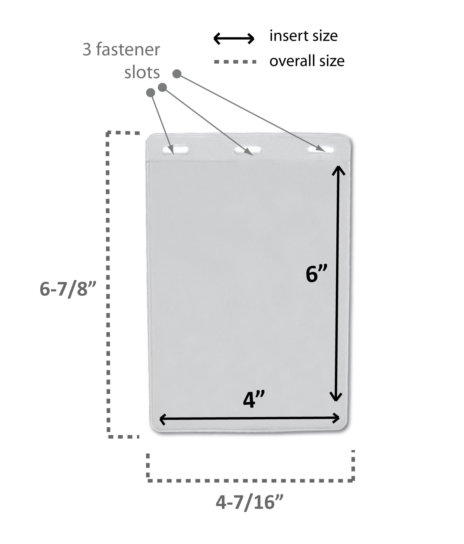 100pcs - 6" X 4" Vertical 3-Slots Clear Vinyl ID Badge Holder Plastic Sleeve Name Badges to Hold ID Badges Ticket Holder