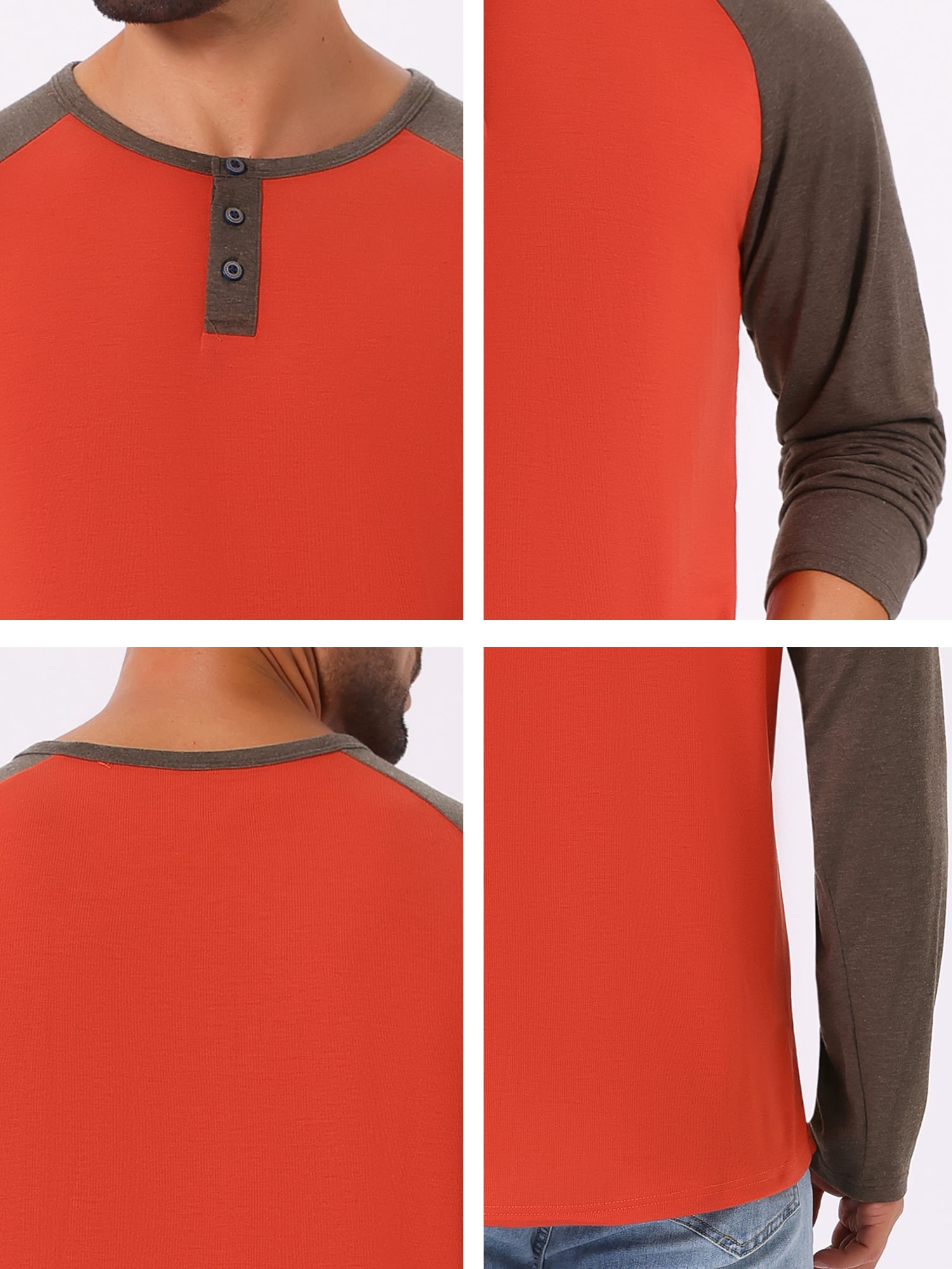 DARING DIVA Men's Raglan Long Sleeve Tee Shirt Baseball Henley T-Shirts XL Red
