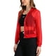 thumbnail image 4 of Chaqueta bomber ligera de mujer con cierre y mangas largas, transparente, color rojo brillante, 4 of 5