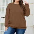thumbnail image 2 of Dwellite Oversized Sweatshirts for Women Cotton Long Sleeve Tops Crewneck Pullover Sweater Y2K Hoodies Fall Clothes with Pocket Brown 6XL, 2 of 5
