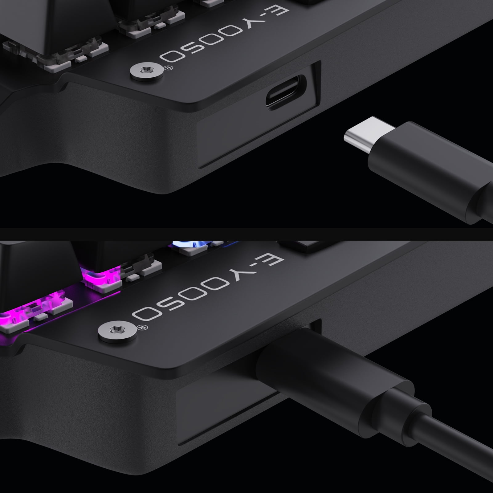 E-Yooso K700 One-Handed 44-Key USB Wired Mechanical Gaming Keyboard RGB Backlight Plug and Play Suitable for Desktop, Laptop