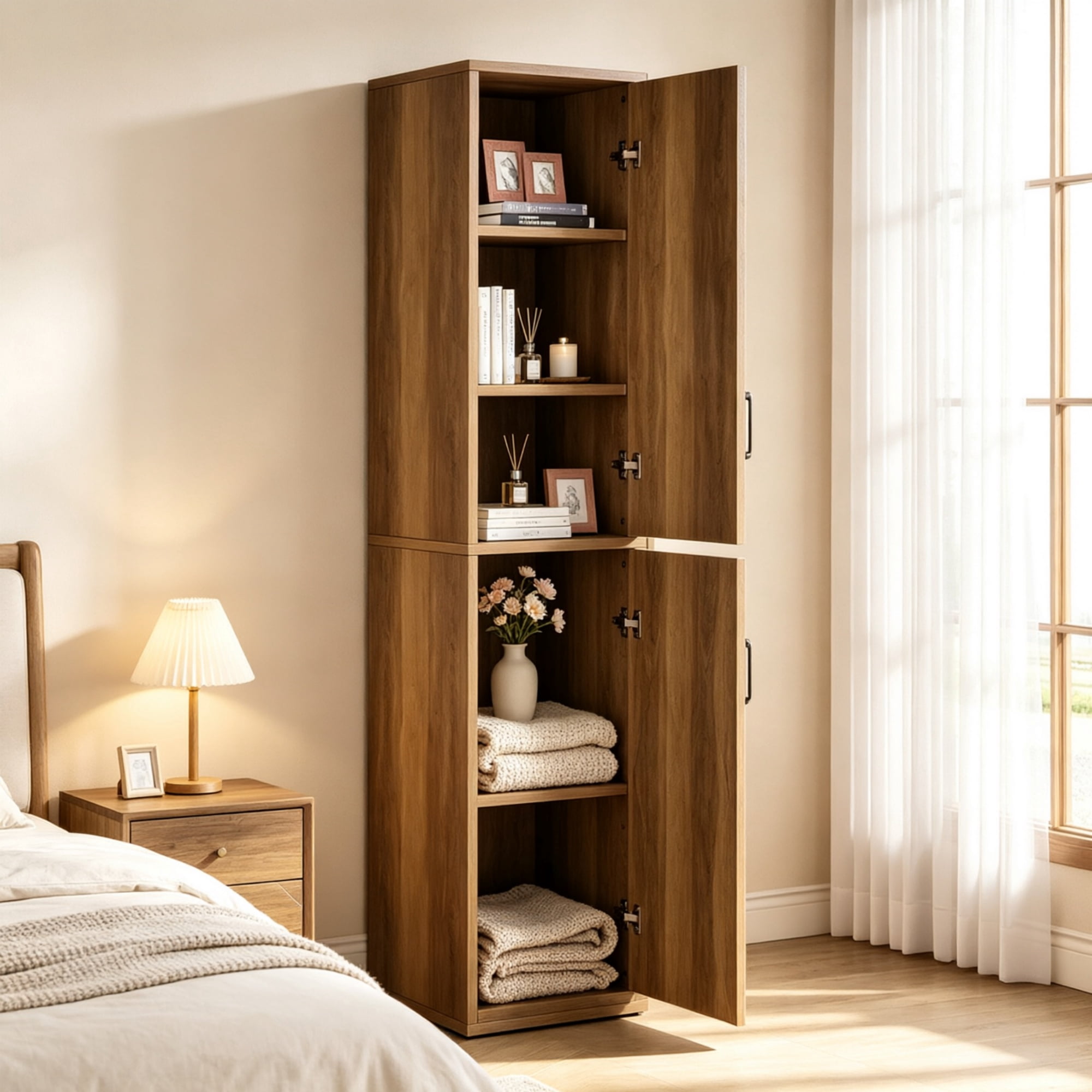 Astoutdoor Wood Storage Cabinet, Modern Cube Collection, 41.73 in Long, 17.32 in Wide, 8.07 in High