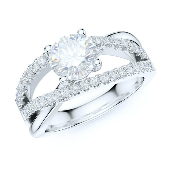 Sterling Silver Women's Criss Cross Ring with 1CT Simulated Round Diamond Crossover Infinity Twisted Engagement Ring (6)