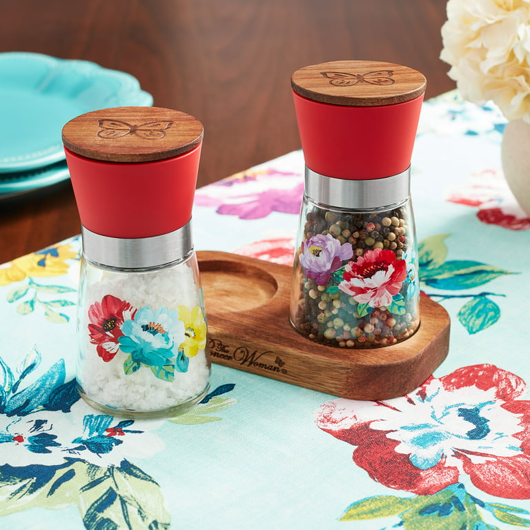 Salt Pepper Grinder Set, Painted Salt Pepper Set, Pepper Grinder Salt Set  Hand Painted Home Decor 