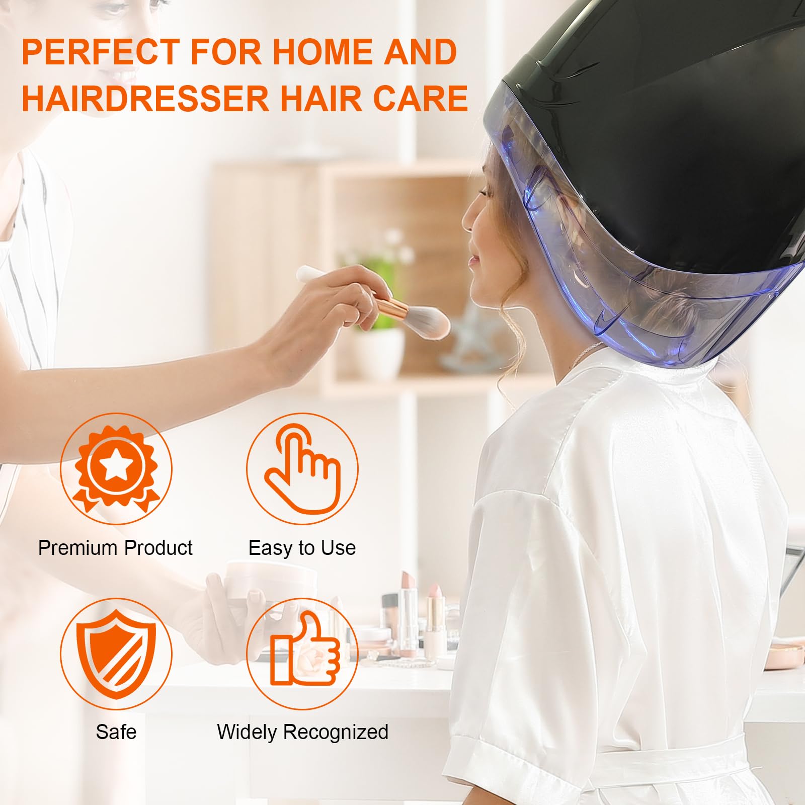 1000W Professiona Standing Ionic Hooded Hair Dryer home Salon Heating Device Hair Drying Machine for Hairdresser Styling Time Temperature Setting Elitzia ET1717B (Black Five Legs with Smart Control)