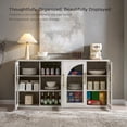 thumbnail image 3 of Glass Arched Door Sideboard Buffet Cabinet, Accent Cabinet with Adjustable Shelf, Wood Modular Credenza Storage Cabinet for Dining Room, Living Room, Entryway, White, 3 of 8
