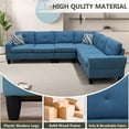thumbnail image 4 of Aukfa 6-Seater L Shaped Sectional Sofa Modular Couch for Living Room, 2 Pillows, Flannel, Blue, 4 of 10