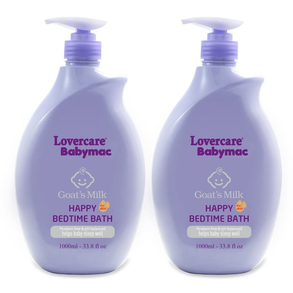 2-Pack LoverCare Babymac Goat's Milk Happy Bedtime Bath-33.8 fl oz (1000ml)