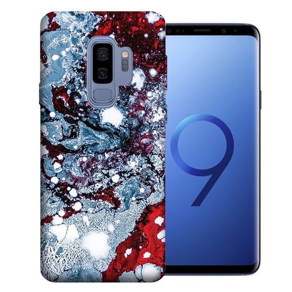 MUNDAZE For Samsung Galaxy S9 Plus Red White Oil Paint 2 Design TPU Gel Phone Case Cover