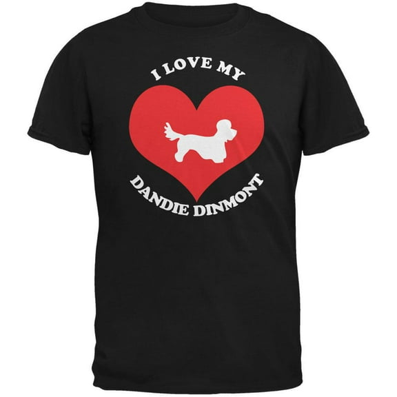 Valentines I Love My Dandie Dinmont Black Adult T-Shirt - 2X-Large