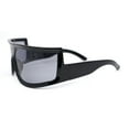 thumbnail image 3 of Flat Top Oversized Wrap Curved Lens Plastic Retro Sporty Sunglasses All Black, 3 of 4