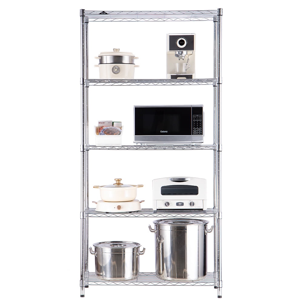 5 tier chrome utility wire shelving unit 14x36x72in