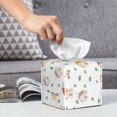 thumbnail image 6 of Cauagu Cartoon House Print Tissue Box Cover,Leather Square Holder - Decorative Holder/Organizer for Bathroom, Night Stands, Office Desk & Car 5"X5"X5", 6 of 7