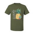 thumbnail image 2 of Wild Bobby, Pineapple Stand Tall Wear Crown And Stay Sweet Inside Arty Inspirational Pop Culture Men's Graphic T-Shirt, Military Green, Large, 2 of 3