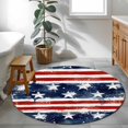 thumbnail image 4 of Independence Day Washable Round Area Rug 3 ft, Watercolor Gradient American Flag Red Blue Splash Style, Soft Non Slip Rugs Stain Proof Indoor Felt Carpet for Living Dining Room Bedroom Home Office, 4 of 9