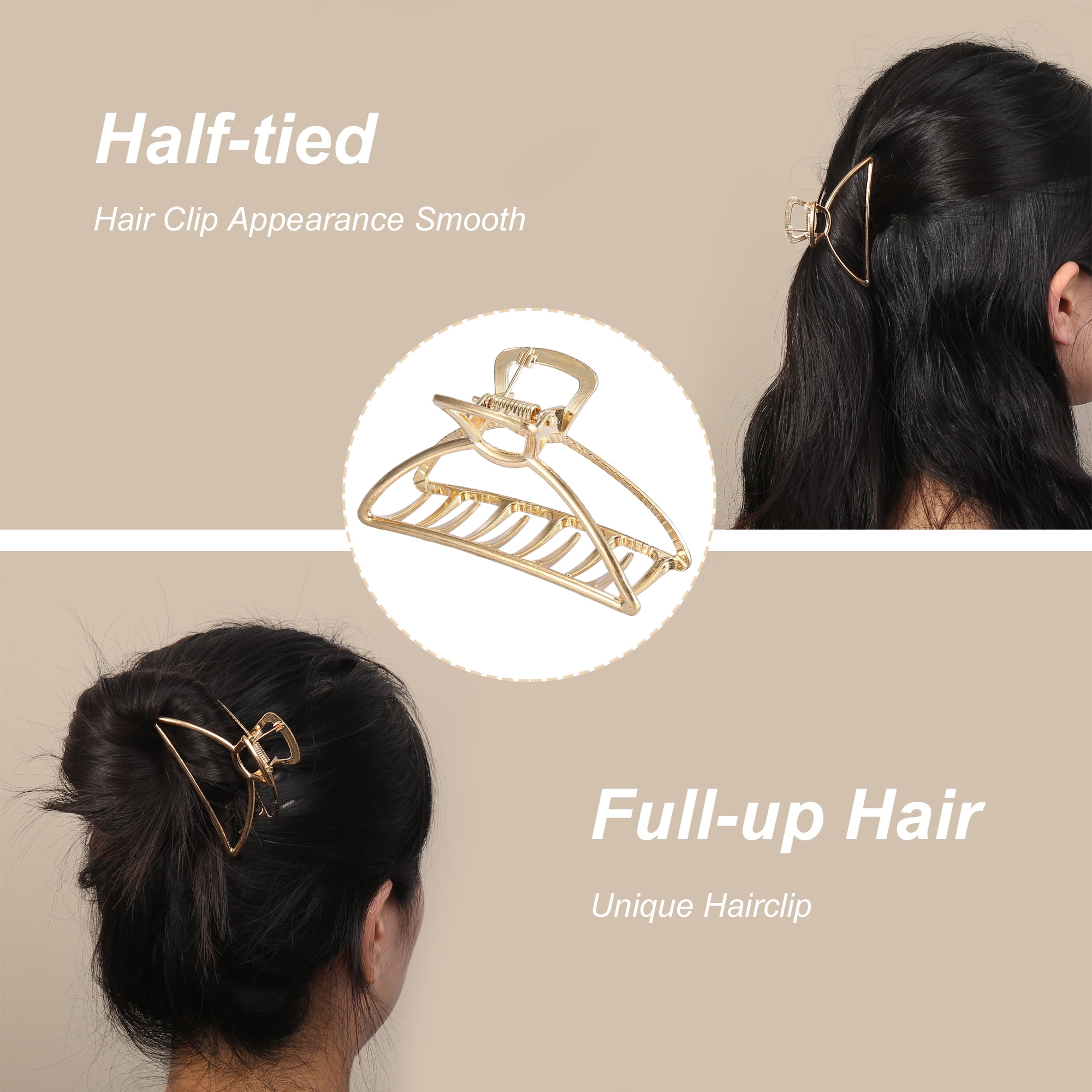 Unique Bargains 3" Medium Metal Hair Claw Hair Barrettes Arc Shaped Line for Women Beauty