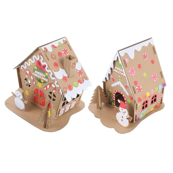DEEPCRAFF  2 Sets Christmas Village Houses Light Cookie Child
