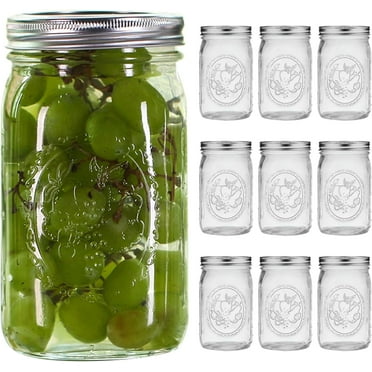 Wide Mouth Mason Jars 32 oz,9 Pack Quart Mason Jars With Airtight lids and Bands,Clear Canning Jars 32 oz for Preserving,Meal Prep,Overnight Oats,Fermenting, Pickling