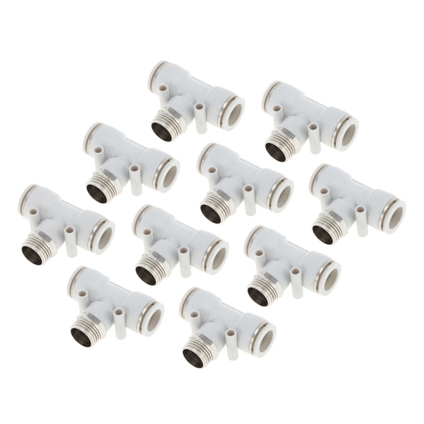 Accesorios de aire de conexión rápida T tipo Unique Bargains 5/8" 1/2"BSPT 10 Pcs tono blanco plateado