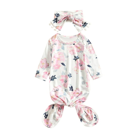 Licupiee Infant Newborn Baby Girl Boho Floral Sleep Gown Headband Sleepwear Romper Sleeping Bags Outfits