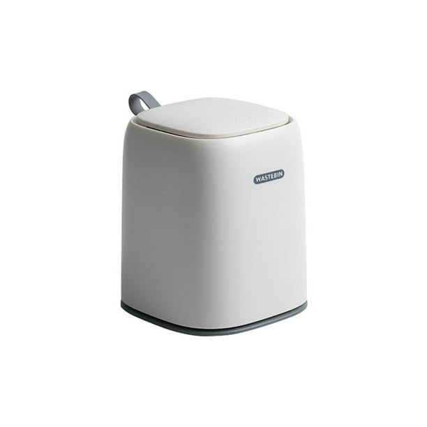 Matsuzay Silicone trash can - desktop basket bin, trash covered debris basket storage bin, makeup table mini office storage Suministros de limpieza para el hogar blanco