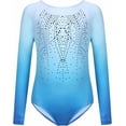 thumbnail image 2 of Oudiya Girls Long Sleeve Gymnastic Leotard Gradient Color Sparkly Ballet Dance Outfit for Kids 3-10Y, 2 of 7