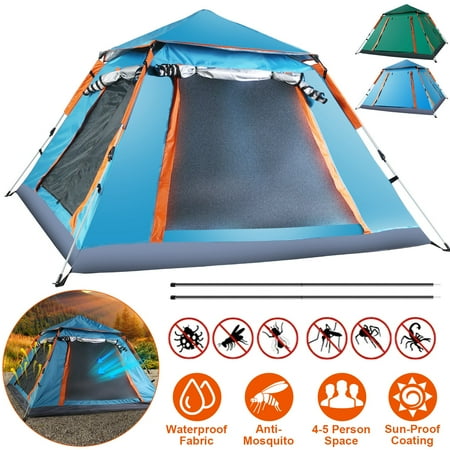 4-5 Person Tents for Camping Foldable Waterproof Family Camping Tents for Camping Fishing Beach Blue