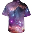 thumbnail image 2 of Celestial Cloud Stars and Galaxy Mens Hawaiian Shirt Short Sleeve Casual Button Up Tropical Summer Beach Shirt, 2 of 9