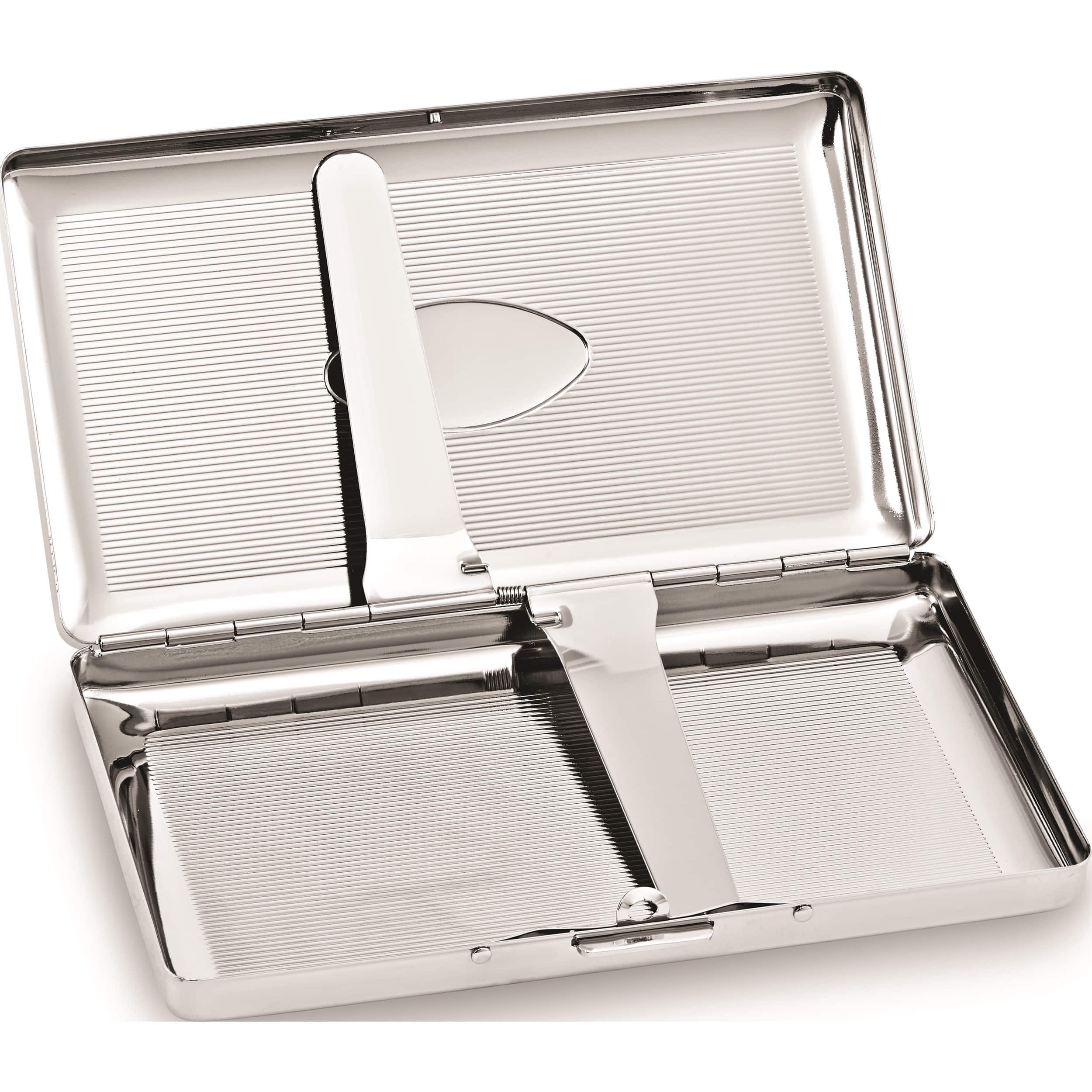 Fashion Silver-Tone (Holds 20-120mm) Cigarette/Card Case (5 X 3) Made In China gl8280