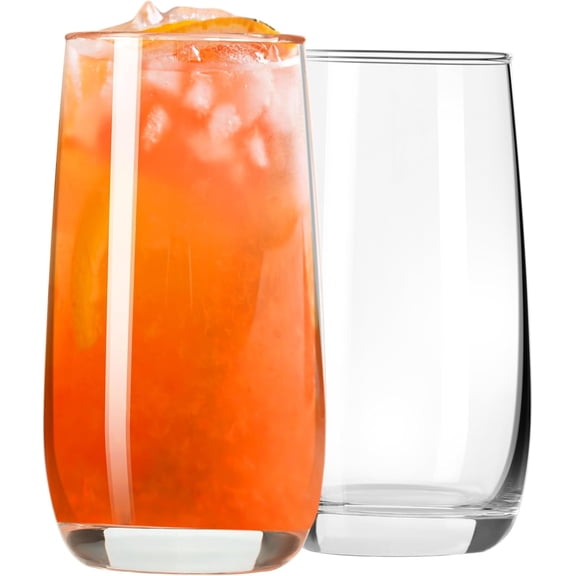 Highball Glasses Set of 2, Drinking Glasses 12 Oz, Clear Glass Cups, Tall Tumbler Water Glasses, Glassware Set for Cocktail, Coffee, Mojitos