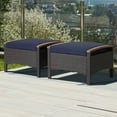 thumbnail image 2 of Costway Set of 2 Patio Rattan Ottoman Footrest Cushions Wooden Handle Navy, 2 of 9