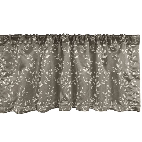 Ambesonne Floral Window Valance, Nature Inspiration Berry, 54" X 18", Taupe Cream