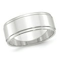 thumbnail image 1 of Mens 10K White Gold 8mm Flat Wedding Band Ring with Step Edge, 1 of 5