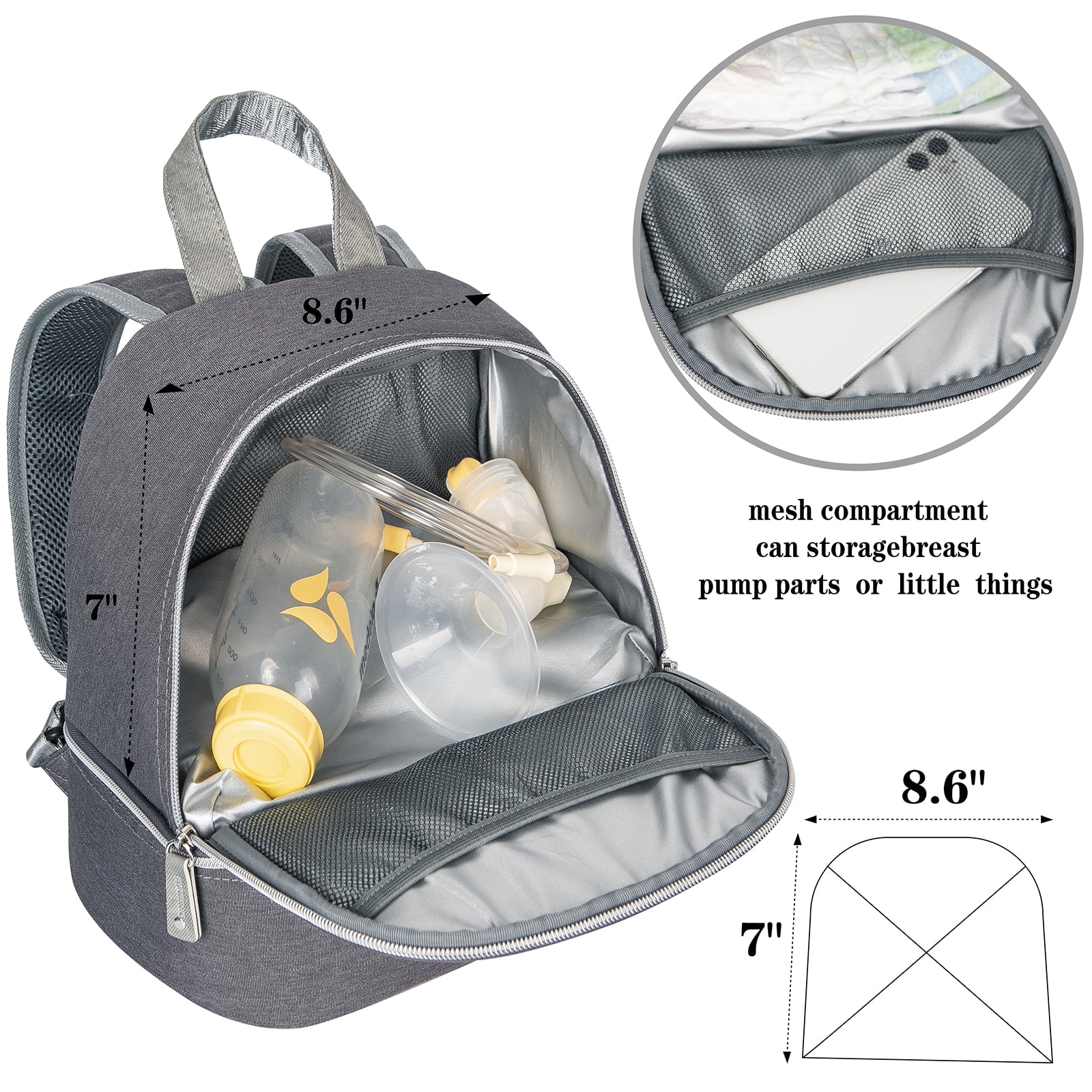 Breast Pump Bag Backpack - Cooler and Moistureproof Bag Double Layer for Mother Baby Bottle Breast Milk Pump Outdoor Working Backpack