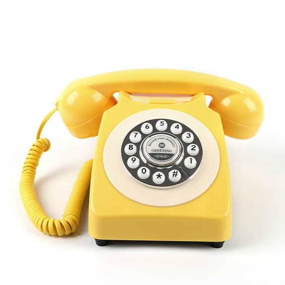 Voice Recording Audio Guest Book – Guest Book Phone for Weddings, Bridal Showers, Anniversaries | Retro Telephone Voice Recorder | USB Rechargeable Memory Phone | Unique Wedding Gift (Yellow)