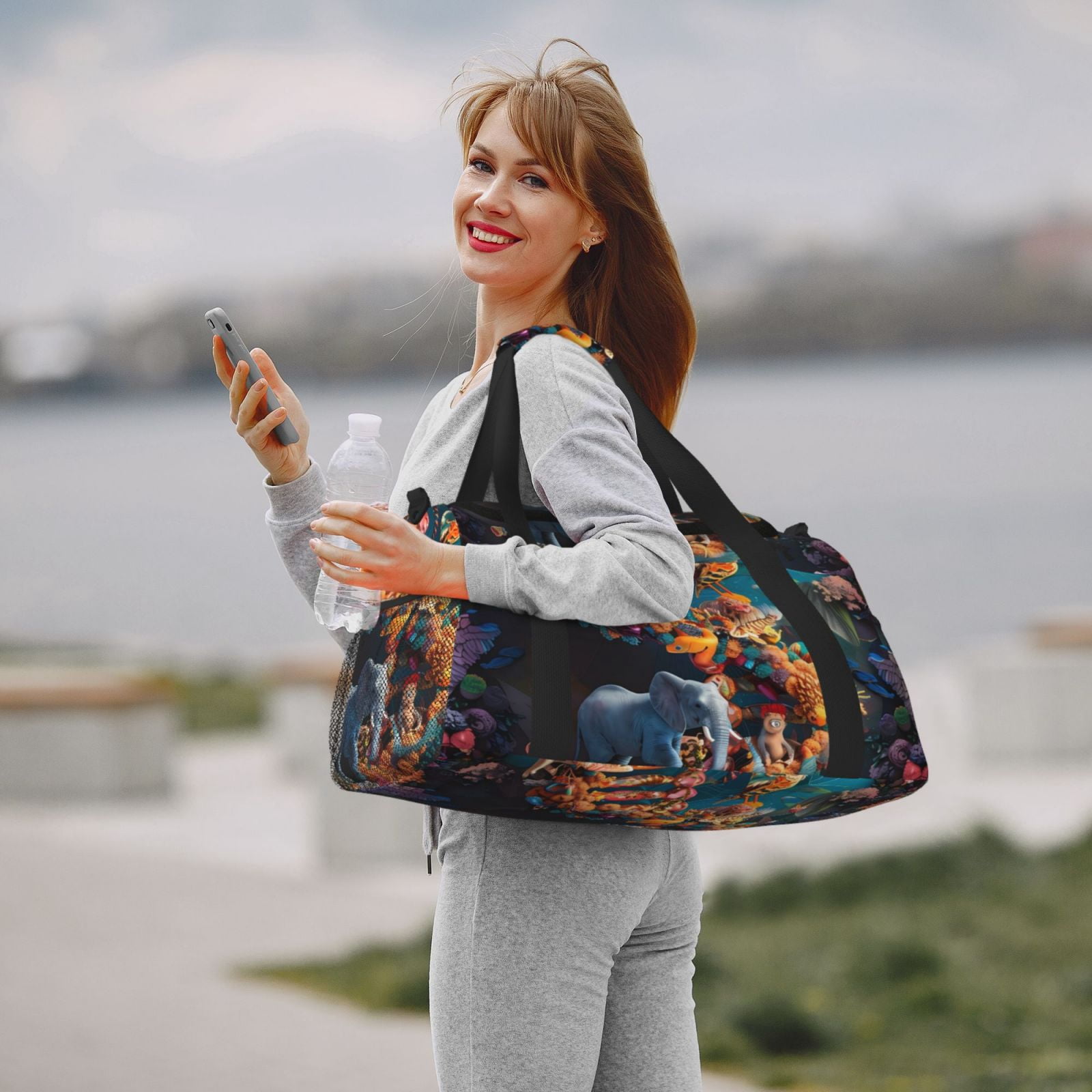 Fuzoiu Whimsical Animal Spiral Print Travel Duffle Bag,Carry On Tote Bags,Duffel Bag,Sport Gym Bag, Hospital Bag for Labor and Delivery, Overnight Bag,Luggage Bag