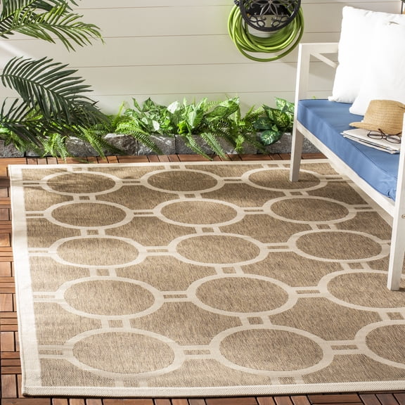Safavieh Courtyard Ariel Geometric Indoor/Outdoor Area Rug, Brown/Bone, 5'3" x 7'7"