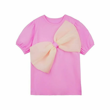 

TIREOW Kid s Classic Dress Sweatshirts Toddler Girls Summer Cute Bow Dresses Short Sleeve Soft and Cute Solid Color Outfit for 3 To 8 Years Leisure Simple Pullover