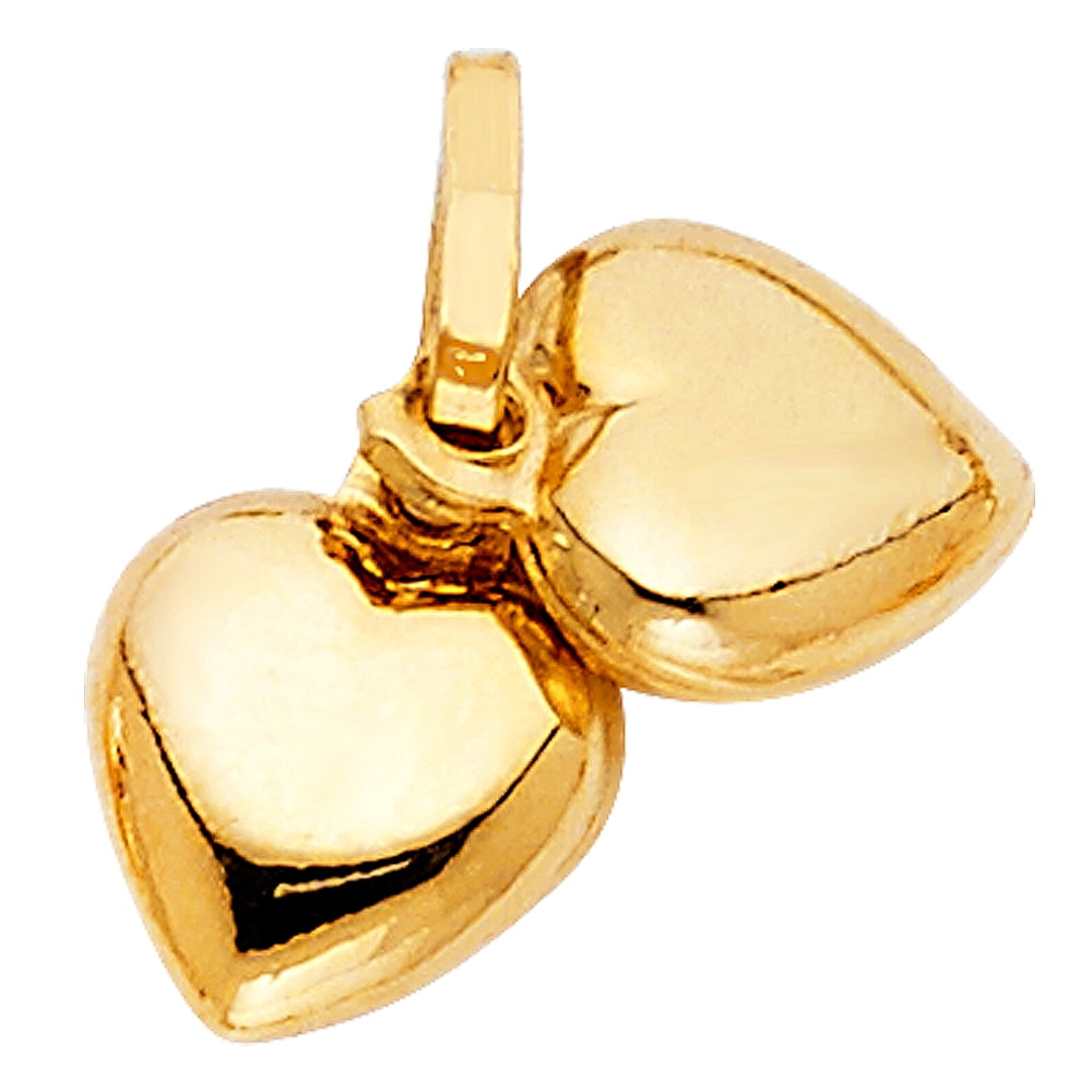 14K Yellow Gold Plain Heart Charm Pendant For Necklace or Chain