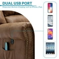 thumbnail image 6 of OUINCH Manual Swivel Glider Rocker Recliner Chair with Massage and Heat, USB Ports and 2 Side Pockets, Brown, 6 of 7