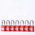 thumbnail image 1 of Candado de seguridad de plástico de ingeniería con viga de acero de 38 mm, candado de seguridad con etiqueta, candado de seguridad industrial, 1 of 2